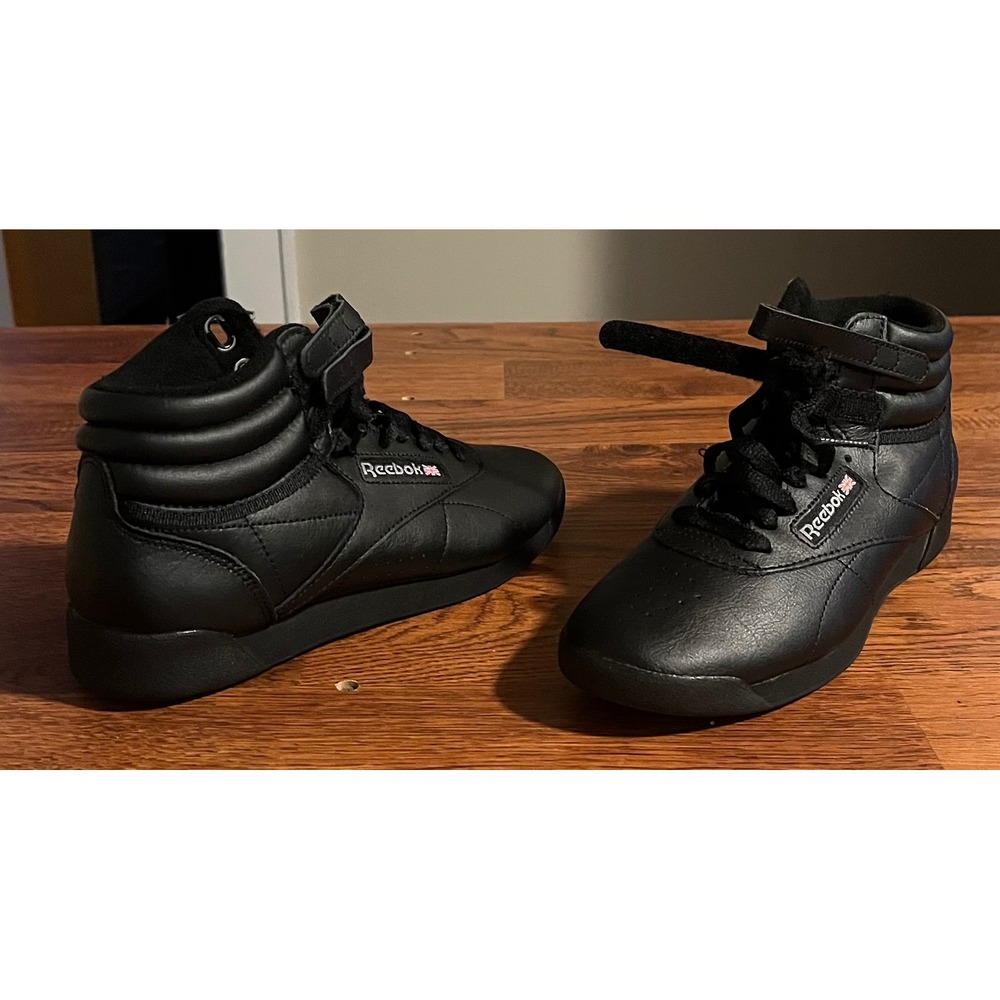 Reebok Freestyle Hi Womens Black High Top Sneakers Size 7.5 Retro Shoes